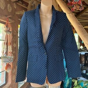 J Crew Navy Blue Polka Dot Regent Blazer